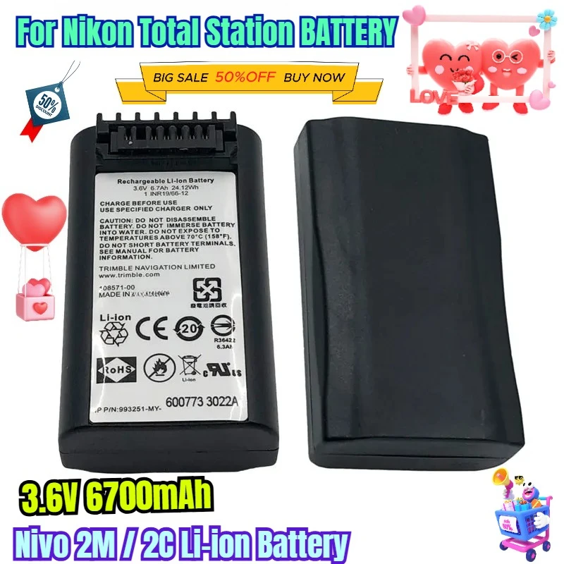 

3.6V 6700mAh Li-ion Battery for Nikon Nivo 2M / 2C Total Station BATTERY