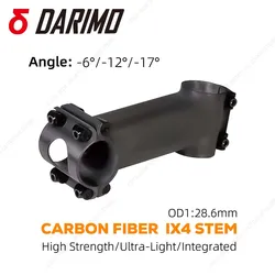 DARIMO IX4 Carbon Fiber Ultralight Stem for MTB/Road Gravel Handlebar OD1 Diameter 28.6mm Internal Cable Bicycle Accessories