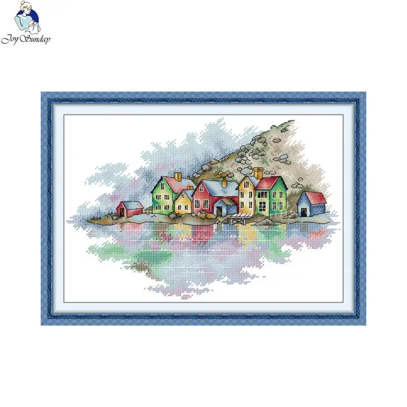 Joy Sunday Landscape Printed Cross Stitch Kits Scenery Pattern Design 16ct 14ct 11ct Canvas Haft DIY Nici do haftu krzyżykowego