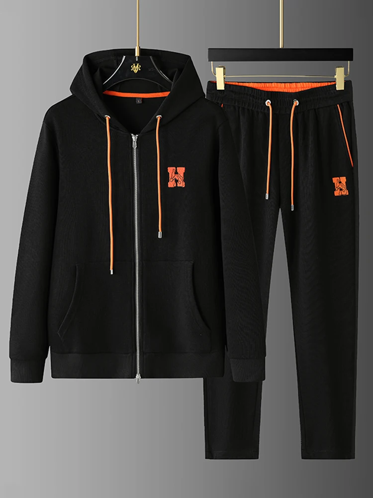 

Ele Modal Cotton Hoodie Cardigan Set for Men Long Sve Sportswear Comfortable Breathable Autumn Collection H Embroidery