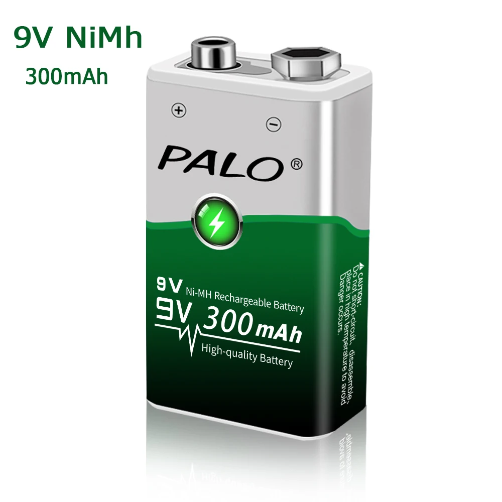 PALO 9V 6F22 300mAh ni-mh Rechargeable Battery 9 volt nimh ni mh Rechargeable batteries for microphone toy remote control