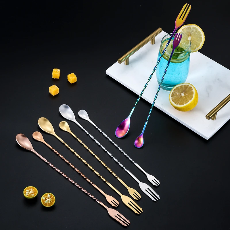 Creative Long Spiral Handle Cocktail Spoon Stainless Steel Whisky Wine Mixing Spoon Shaker Muddler Stirrer Bar Accessories