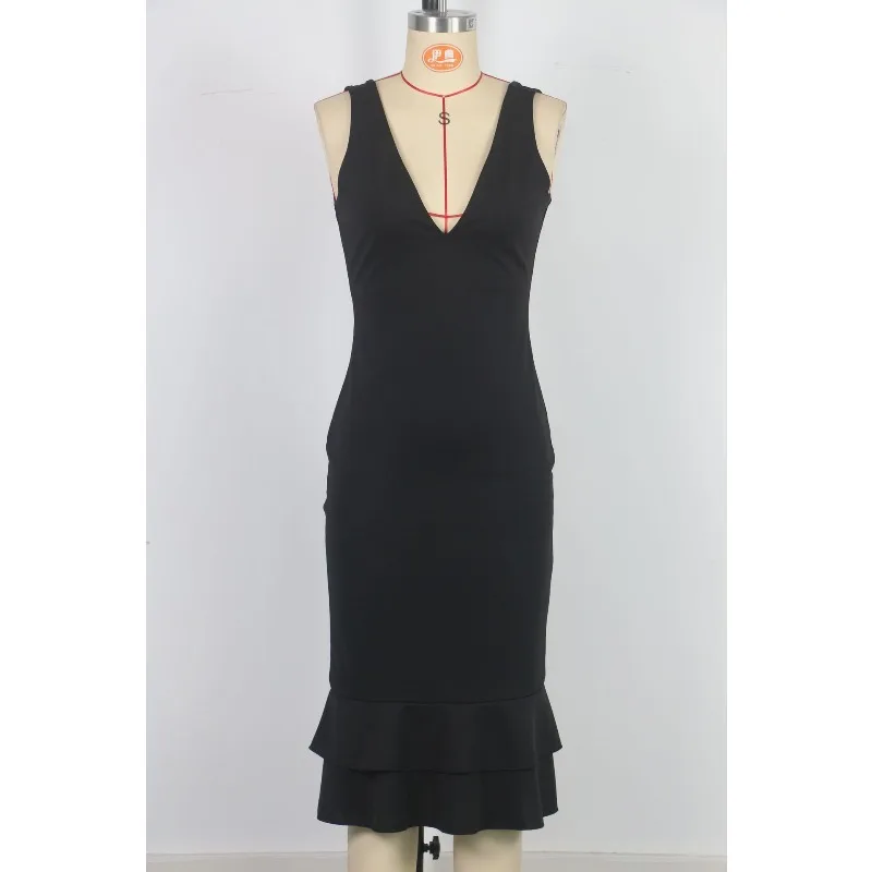 فستان صيفي للمرأة 2025 مثير بدون ظهر أسود Bodycon بدون أكمام وسحاب شق عالي الخصر حزمة نحيفة الوركين فساتين الحفلات الصغيرة