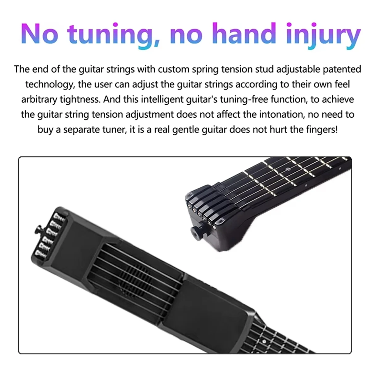 

Smart Acoustic Electric Guitar Bluetooth Portable Seginners Silent Practice Novice Travel Guitar 7/12 Fret AI LCD