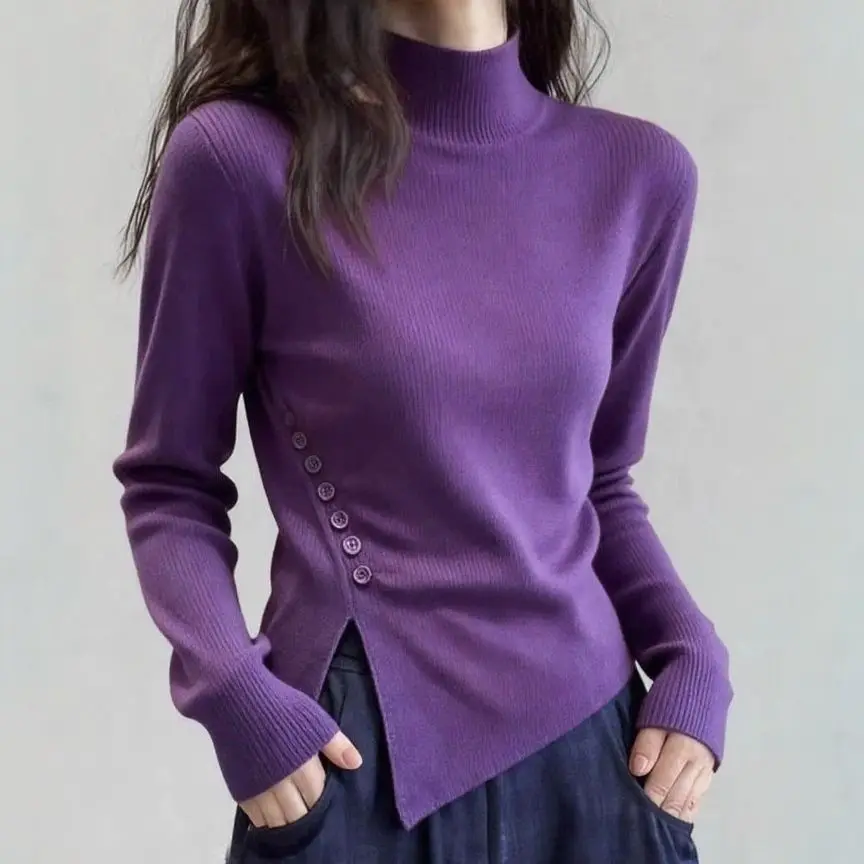 

Women's Knitted Sweater Anti-Ball Long Sleeve round Neck Pullover Autumn Winter Regular Fit Color Chinese Wolf Design