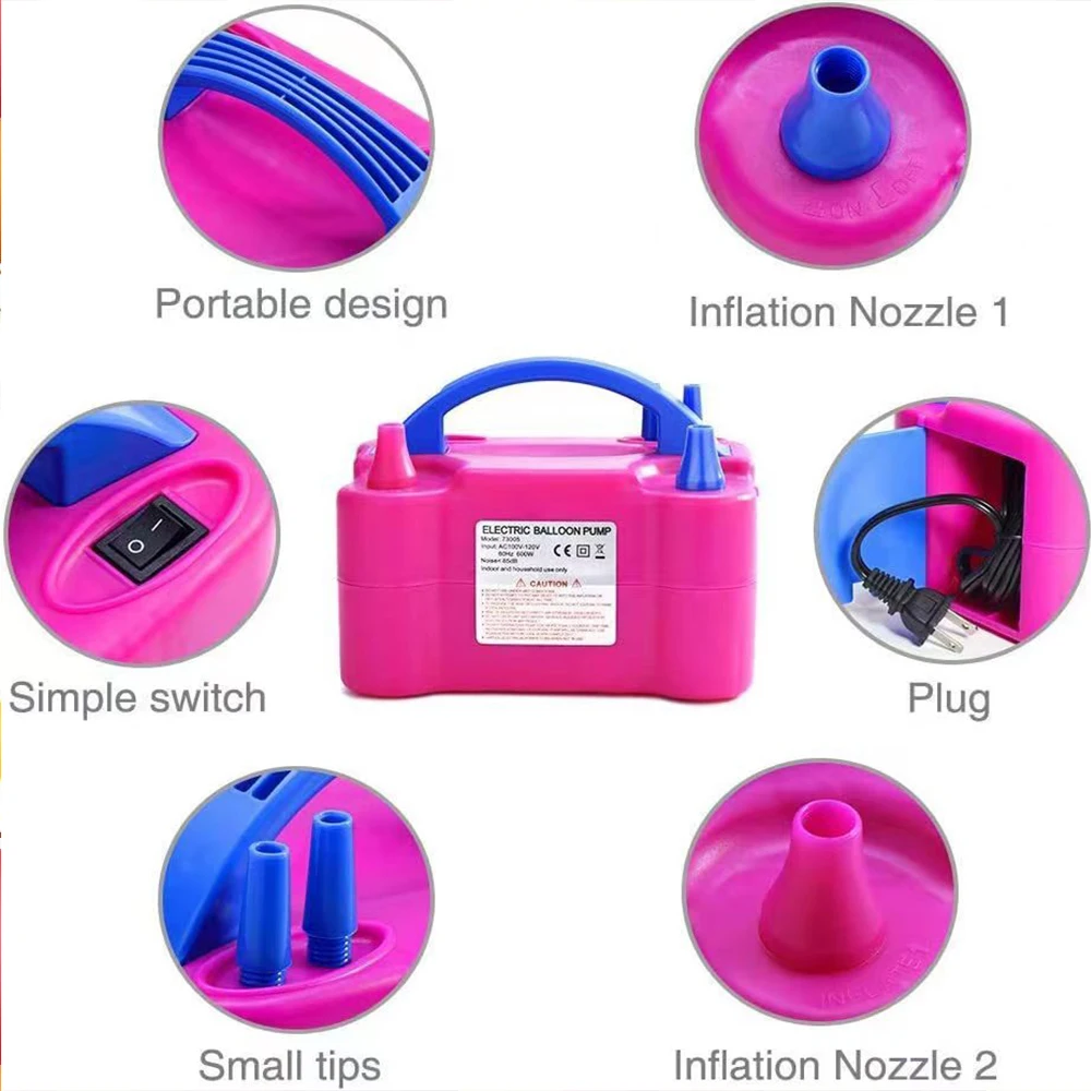 AC 220V 600W High Power Auto Electric Nozzle Air Blower Balloon Inflator Pump EU European Plug  Fast Portable Inflatable Balloon