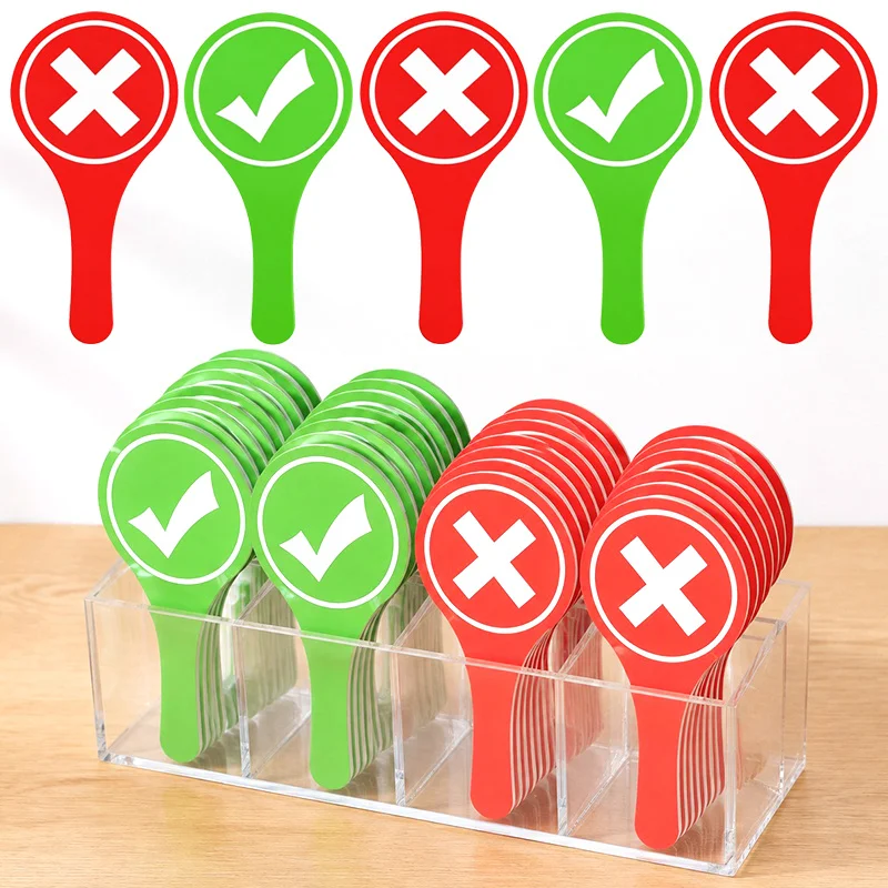 15PCS Double Sided Handheld Yes No Signs Right Wrong Paddles Green Red Check Cross Sticks for Travel Food Quiz Office ZYF