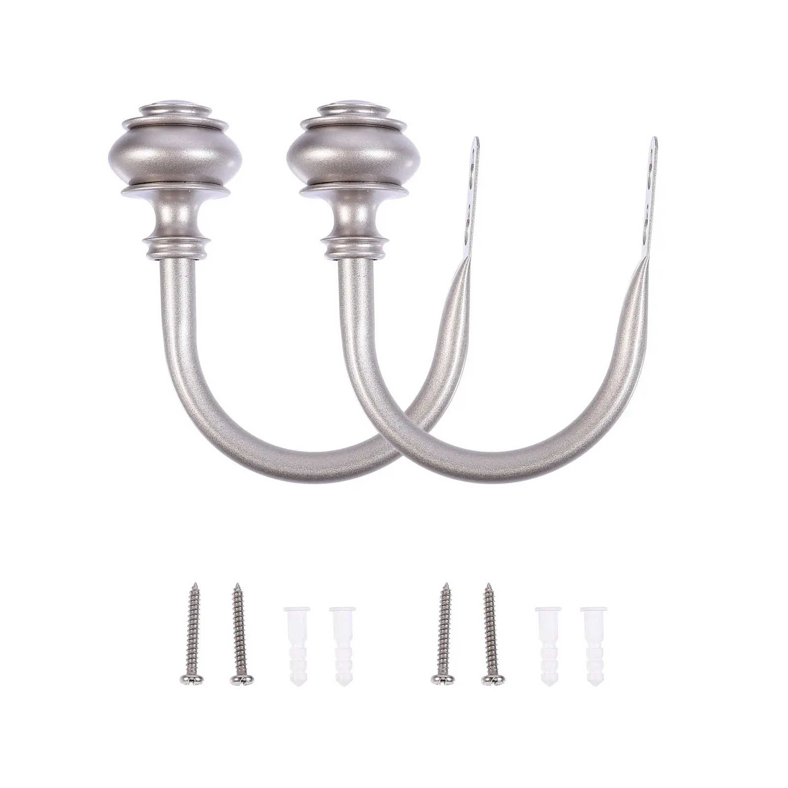 

2Pcs Curtain Hooks Iron U-Shape Holdbacks Wall Mounted Tiebacks Decorative Home Curtain Holder Drapery Tieback