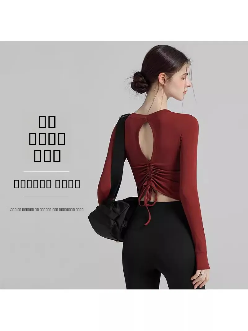 

Autumn Winter Long Sve Yoga Sportswear Women's Fitn Running Top with Chest Pad Slimming Body a Pilates Gym Suit