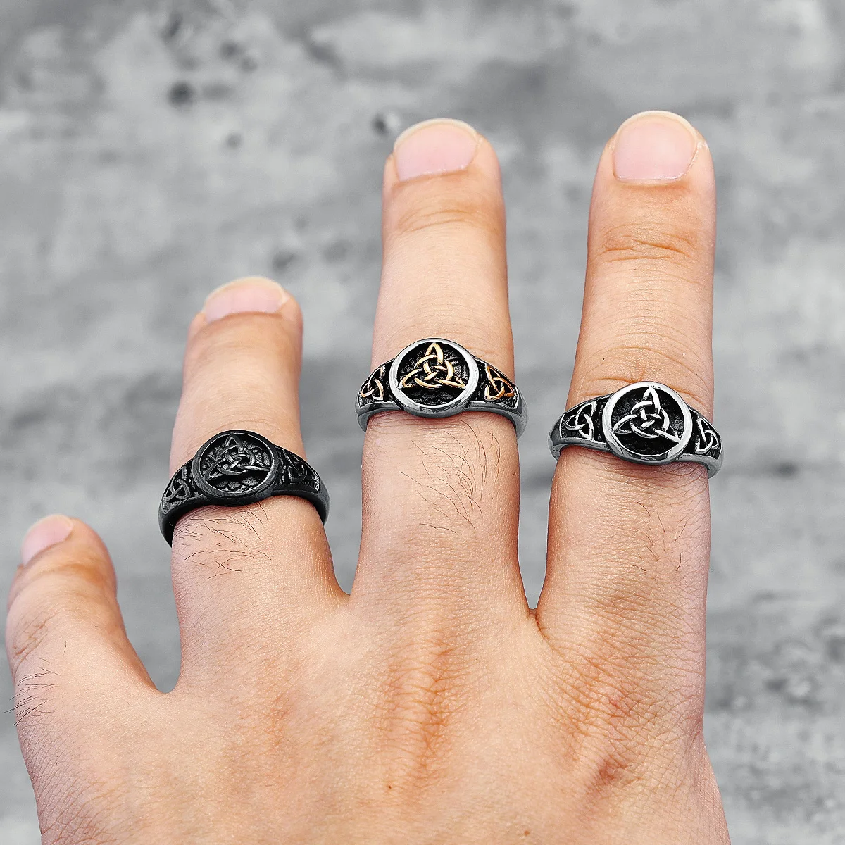316L Stainless Steel Men Ring Luxury Celtic Knot Rings High Polished for Male Friends Boyfriend Jewelry Best Gift Wholesale