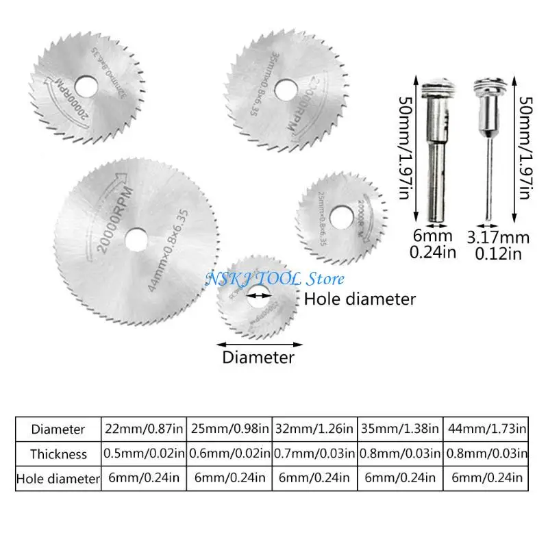 L8RC 7pcs/مجموعة قاطع المنشار الدائري عالي السرعة الصلب أقراص قطع الخشب لأداة دوارة النجارة الخشبية