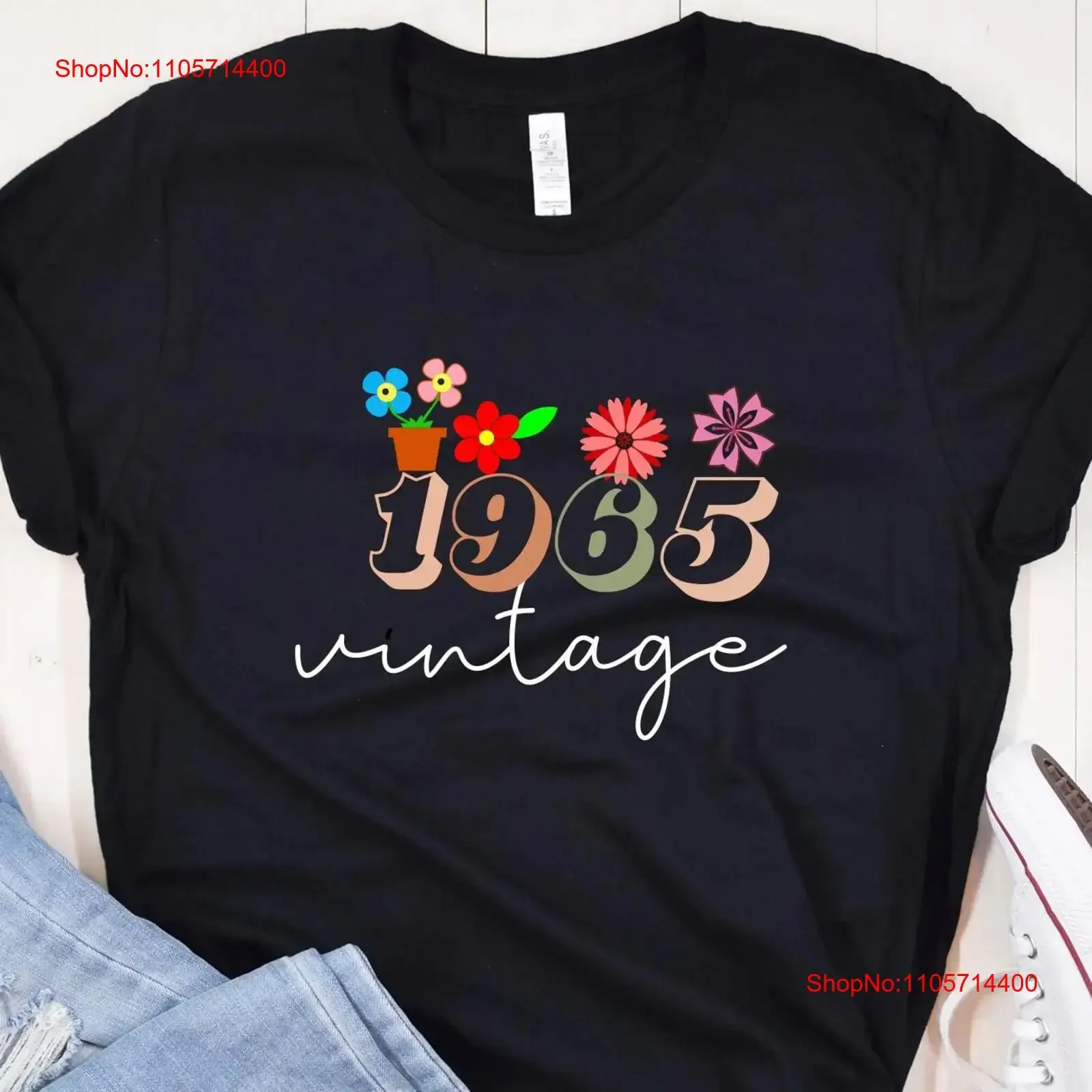 60th Birthday T shirt Vintage 1965 for Women Sixty Friend Floral 60 Years Bday Mom vintage Washed Top For Everyday Wear Unisex
