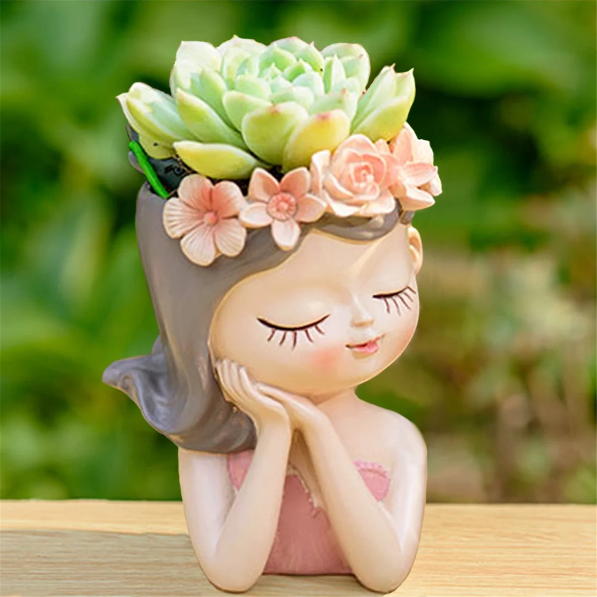 Small Fairy Succulent Plant Pot Kit with Drainage Hole 4 Inch Indoor Cactus Pot Unique Cute Flower Vases Decor A