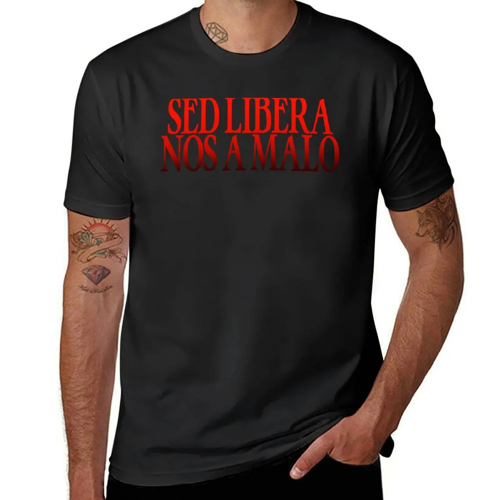 Sed Libera Nos a Malo (Latin: Deliver us from Evil) T-Shirt sweat quick-drying plain t shirts men