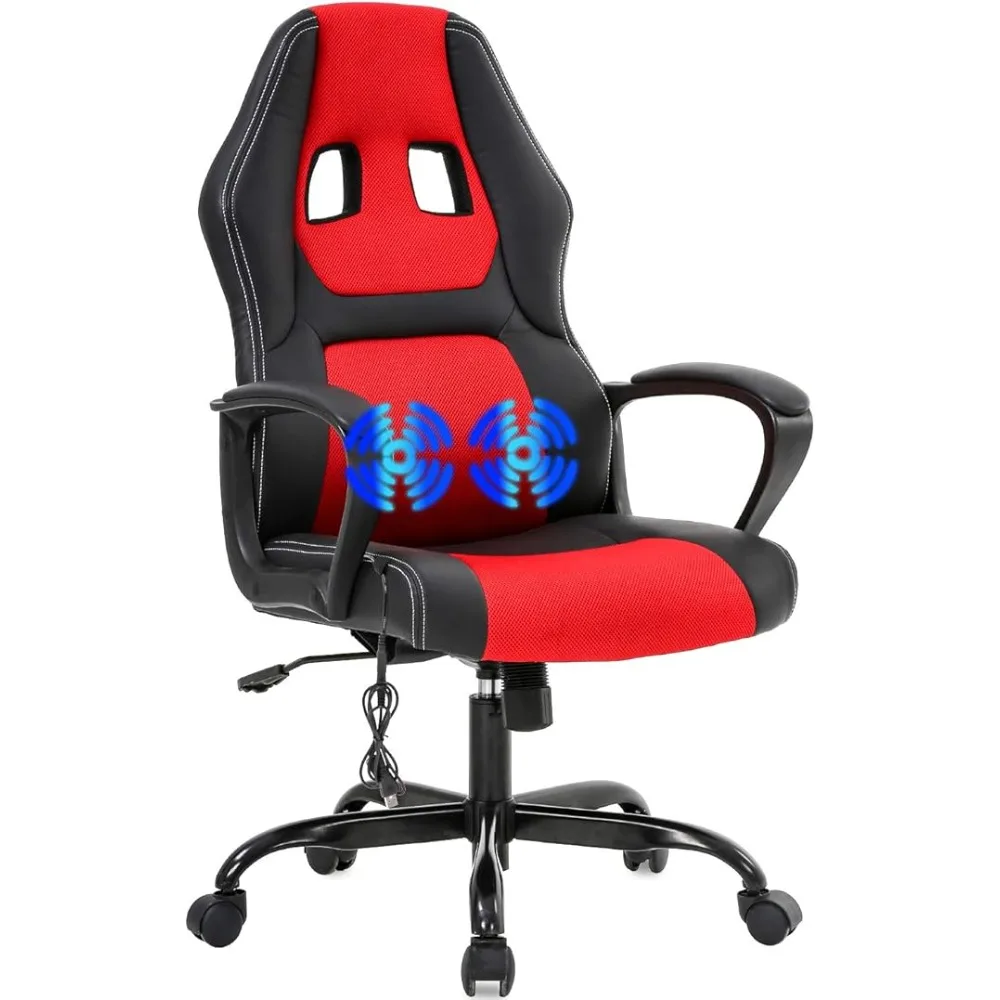 

PC Gaming Chair Massage Office Chair Ergonomic Desk Chair Adjustable PU Leather Racing Chairwith Lumbar Support Headrest