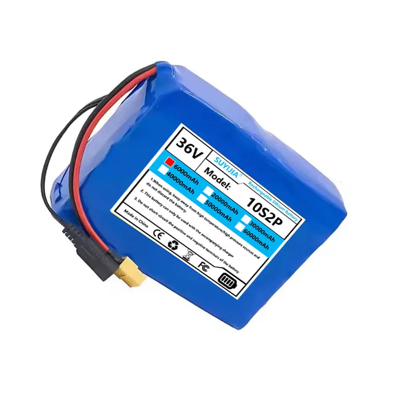 Rechargeable Battery 10S2P 36V 6000mAh 18650 Li-ion Battery Pack 350W High Power 36V 8AH Suitable for 42V Commuting Tools