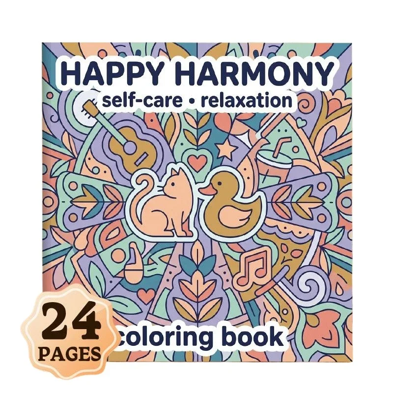 24 Pages Kids Coloring Book Extra Thick DIY Handmade Custom Drawing Activity Book for Beginners