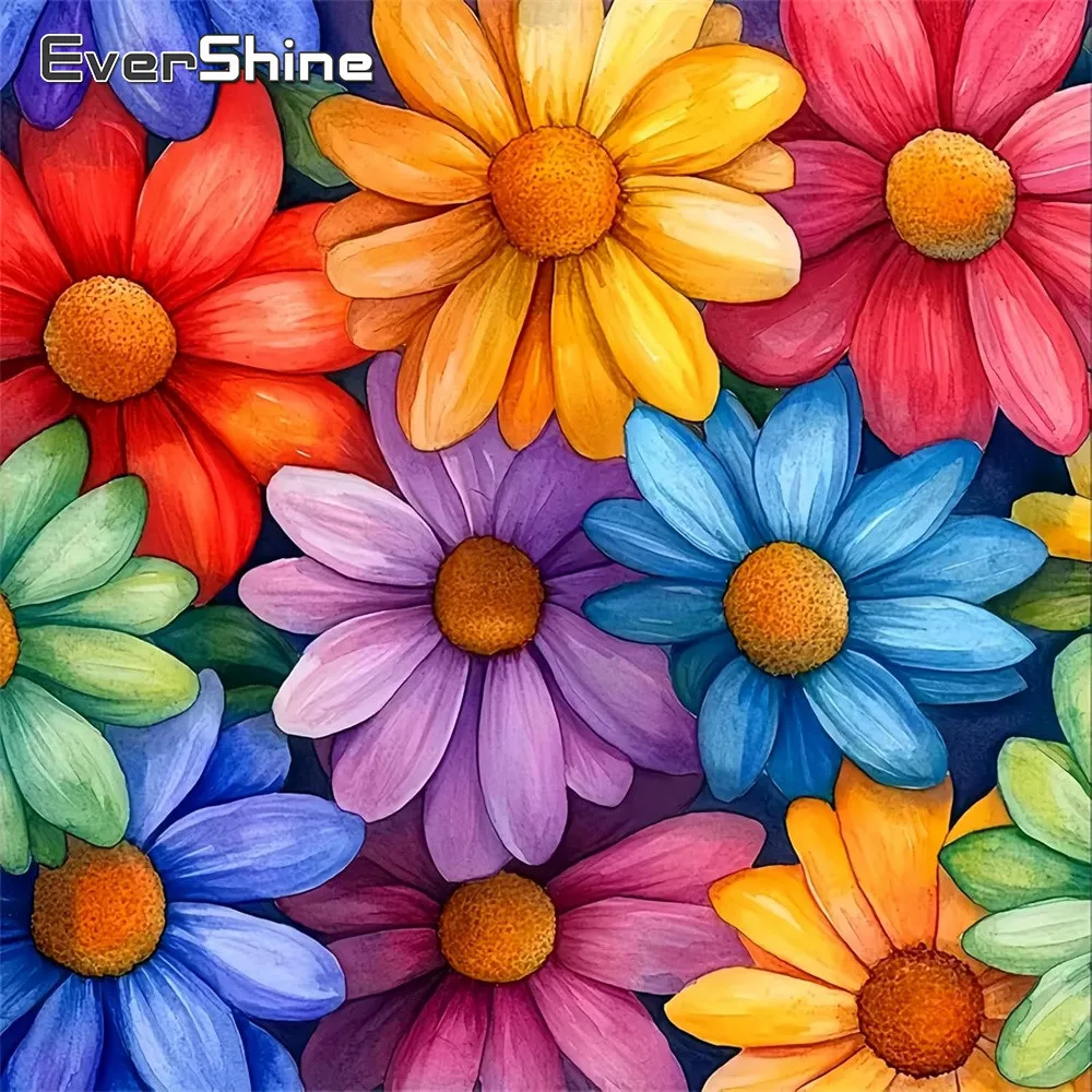 Evershine Diamant-Gemälde mit vollständigem Blumenmotiv, Strass-Mosaik, Gänseblümchen, DIY, vollflächige Stickerei, Dekoration für Zuhause
