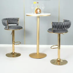 Bar Stools Set of 2, Modern Gold Velvet Barstool with Backs, Adjustable Height and Swivel, Kitchen Bars Chairs, Bar Chair