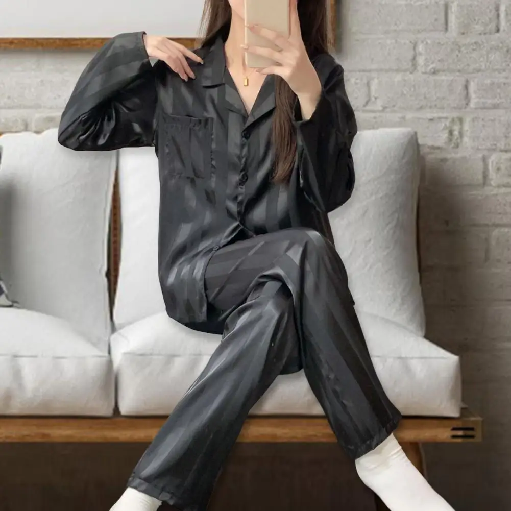 Couple Pajamas Men and Women Cotton Sleepwear Turn-down Collars Long Sleeve Pants Pyjama Sets Solid Autumn Winter Nightwear Suit