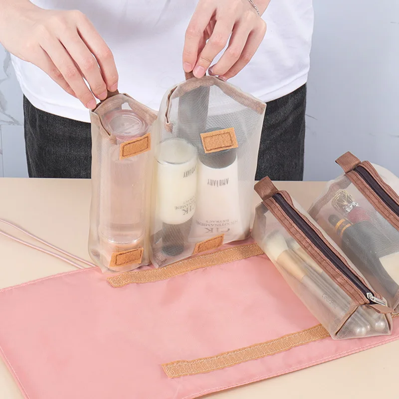 Detachable Makeup Bag 4 in One Large Capacity Simple Travel WOMEN'S Foldable Travel Cosmetics Storage and Washing Bag
