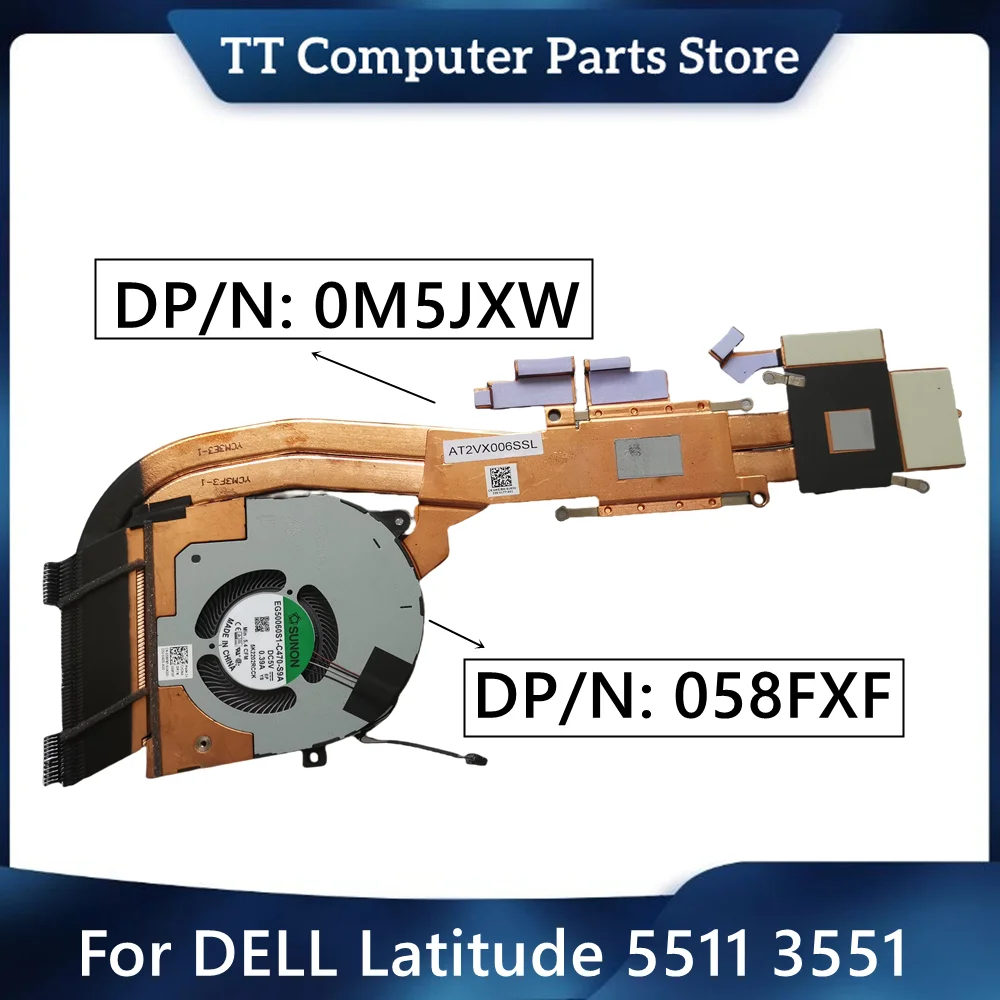 

TT 0M5JXW 058FXF M5JXW 58FXF New Original For DELL Latitude 5511 3551 Radiator Copper Tube Heatsink AT2VX006SSL Fast Ship