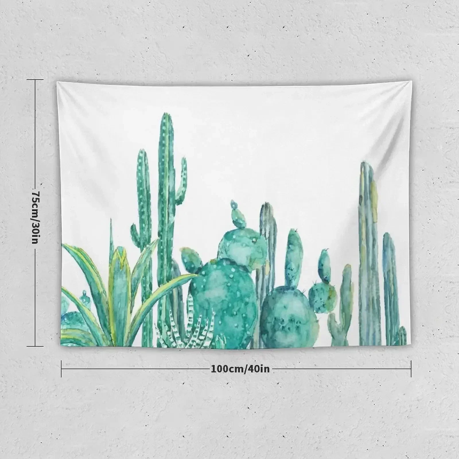 Green cactus jungle watercolor Tapestry Wall Hanging Wall Carpet Tapestry