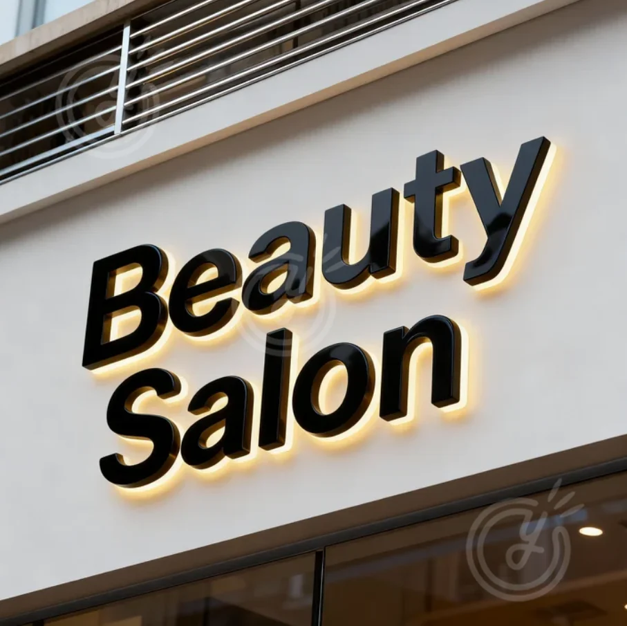 Custom LED Business Sign Logo Wall Company 3D Letters Metal Decor Backlit Signage Storefront Signboard Beauty Salon LED Logo