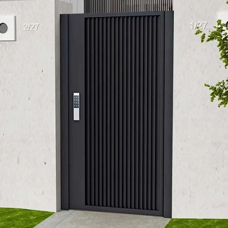 for New Chinese Style Simple Outdoor Aluminum Alloy Villa Wrought Iron Rural Yard Stainless Steel Garden Double Door Gate