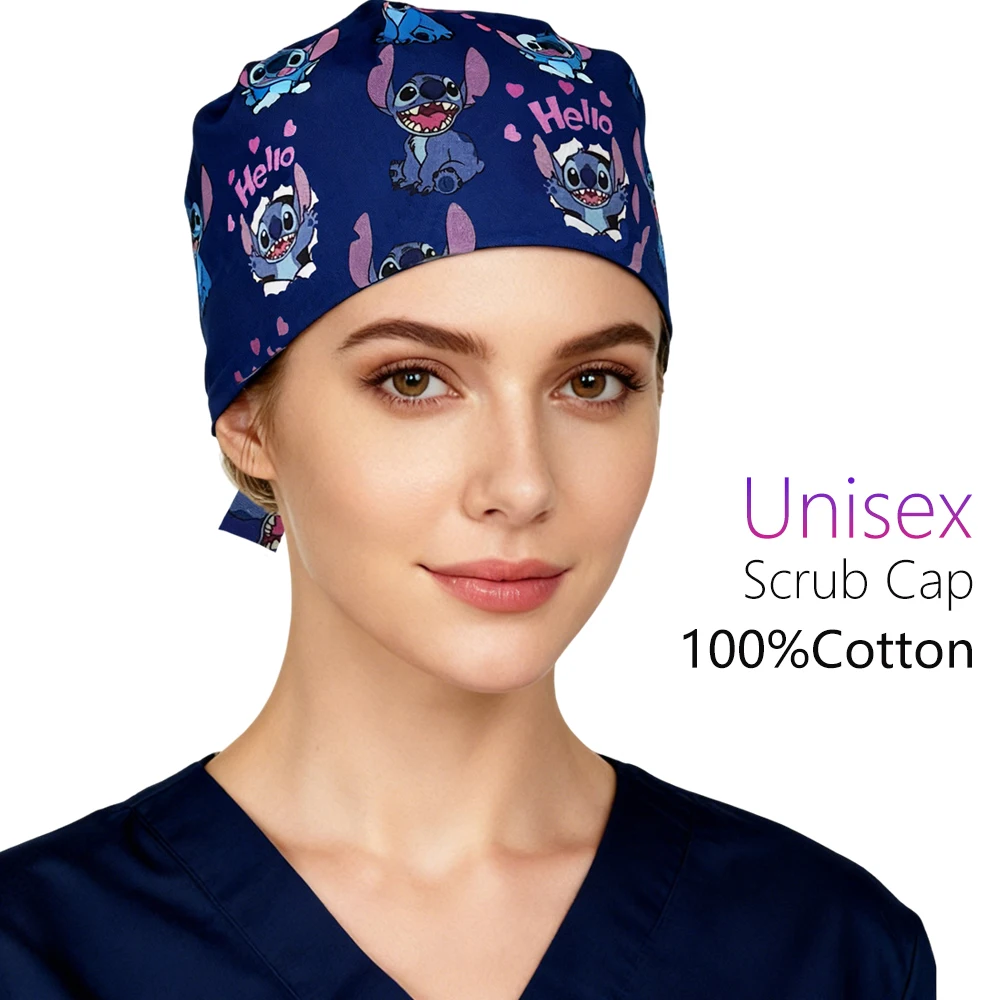 Cappello chirurgico infermieristico per donna uomo cotone dentale negozio di animali chef salone di bellezza lavoro chirurgia cappelli scrub medico berretti con fascia antisudore