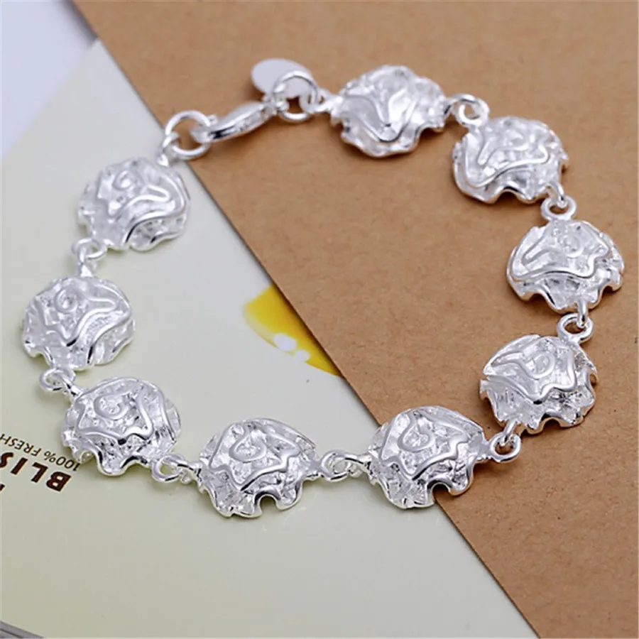 

Beautiful Roses 925 Sterling Silver Bracelets New Listings High 925quality Fashion Jewelry Christmas Gifts