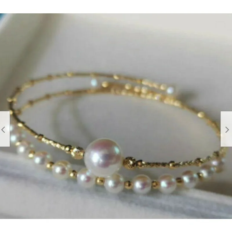 Beautiful 8-9MM AAA Akoya Real Natural White Women's Pearl Bracelet 7.5-8 Inch 14K