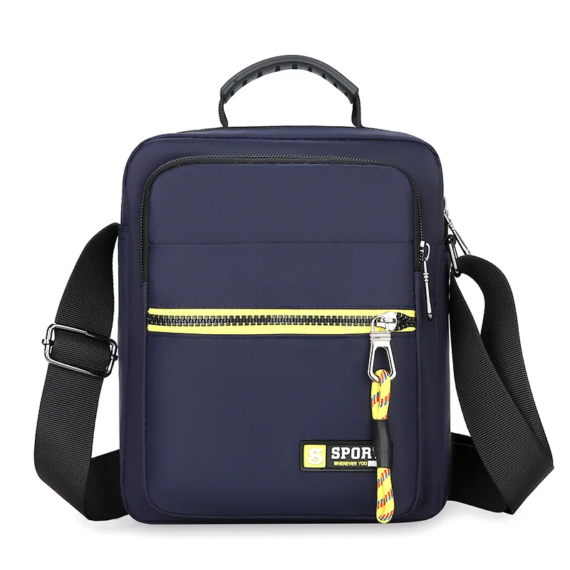 Men's Casual Commuter Shoulder Crossbody Bag with Multiple Zippers and Solid Color Layers Perfect for Spring and Autumn