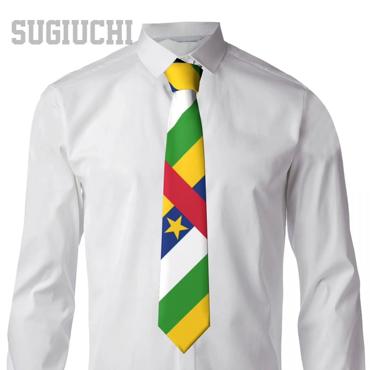 Central African Republic Flag Emblem Men Women Neck Ties Casual Plaid Tie Suits Slim Wedding Party Business Necktie Gravatas