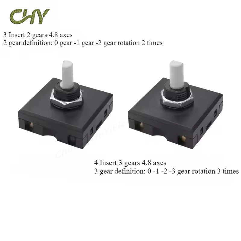 10(3A) Square Connector 32MM Rotary Switch 4 Plug-in Pot and Health Pot Fan Speed Control Switch