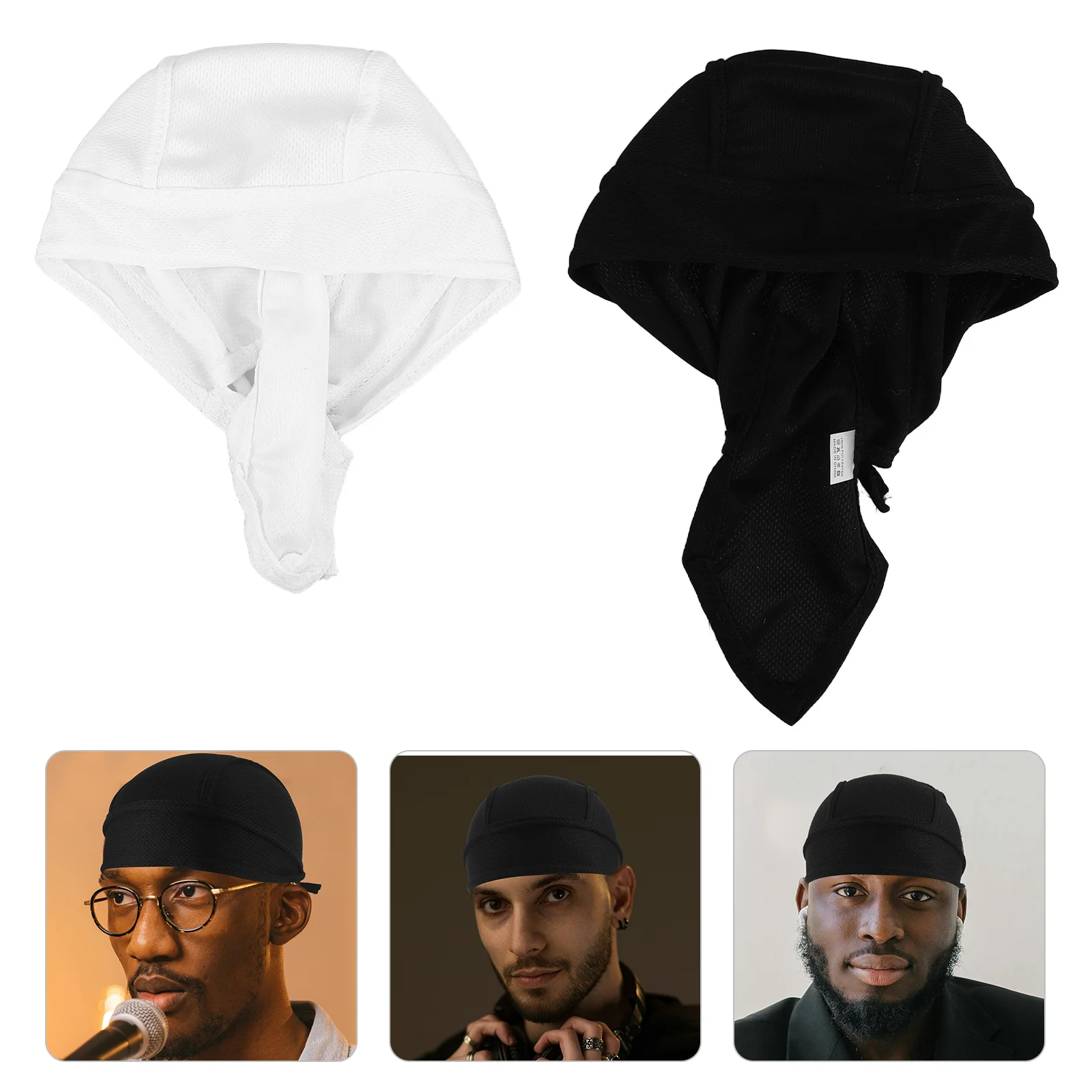 

2Pcs Breathable Mesh Pirate Cap Long Tail Inner Cover Outdoor Cycling Street Dance Headscarf Pirate Hat