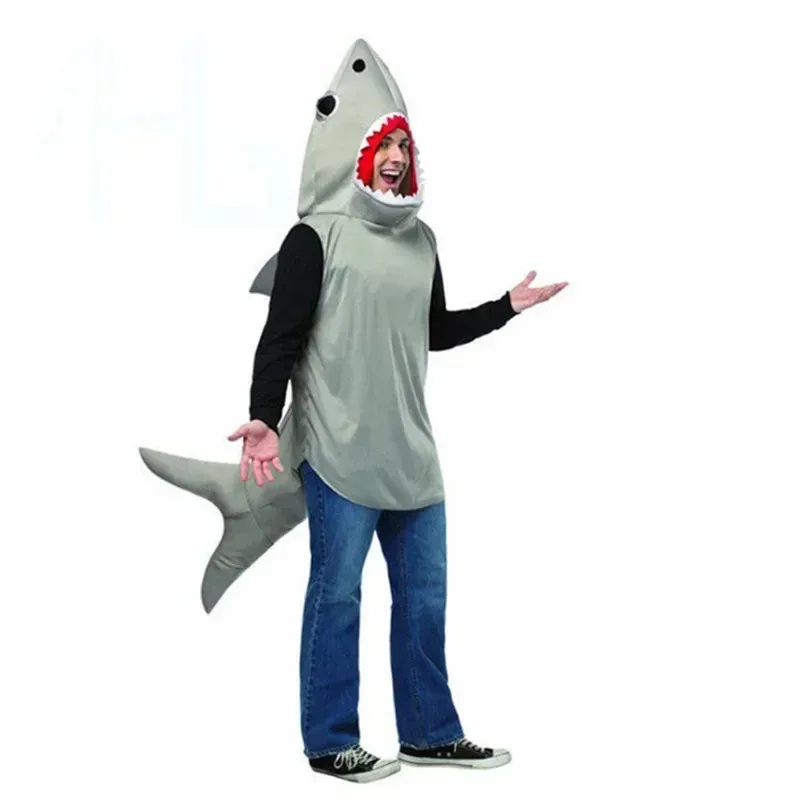 

Halloween Party Shark Costume Cosplay Adult 3D Hooded Funny Holiday Game Performance Clothing