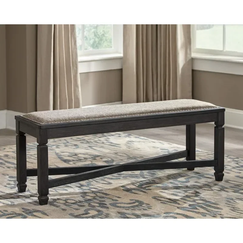 

Creek Modern Farmhouse Upholstered Dining Room Bench Antique Black Finish Easy to Assemble