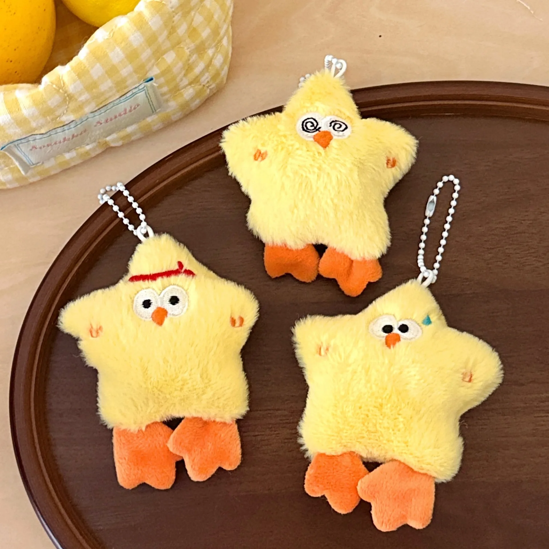 1/3 Pcs Creative Cute Star Little Yellow Chicken Pendant Keychain Decorative Pendant Squeezing Pendant - view 3