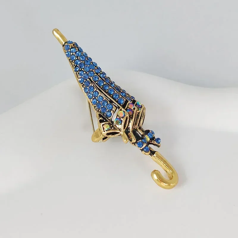 Faashion Zircon Umbrella Brooch for Men Creative Shirt Suit Clothing Luxury Exquisite Accessories Lapel Pin Rhinestone 2026 Gift