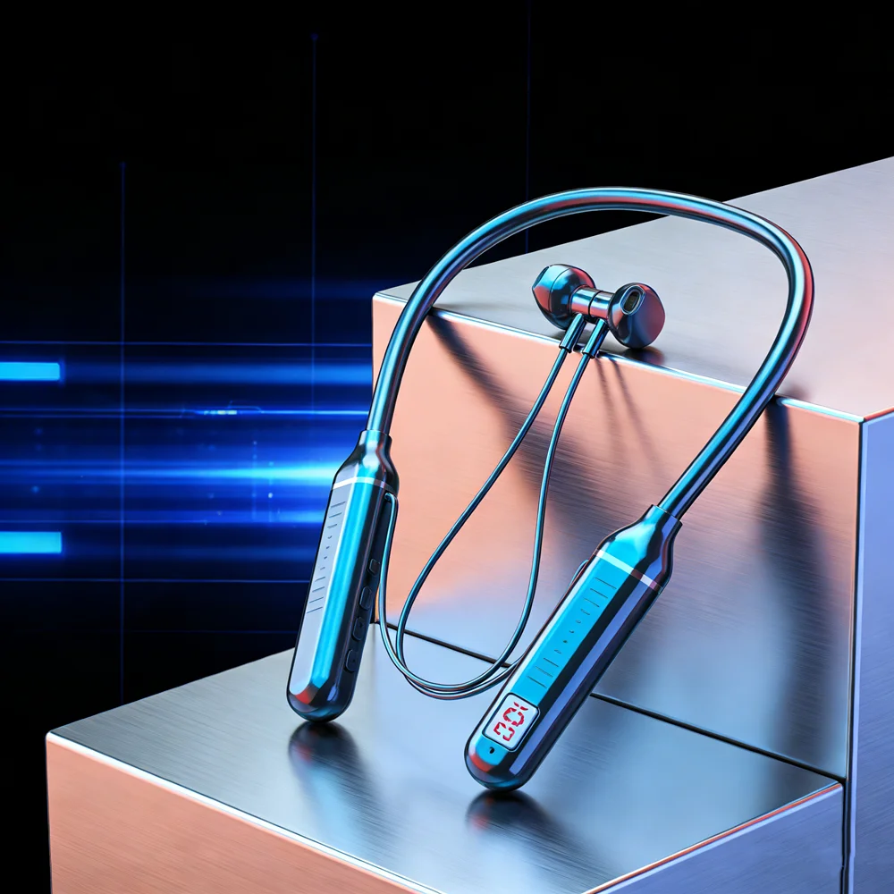 Wireless Earphones Bluetooth 5.3 Neckband Headphones Gaming LED Display HIFI Headset Sports TWS Earbuds With Mic TF Card