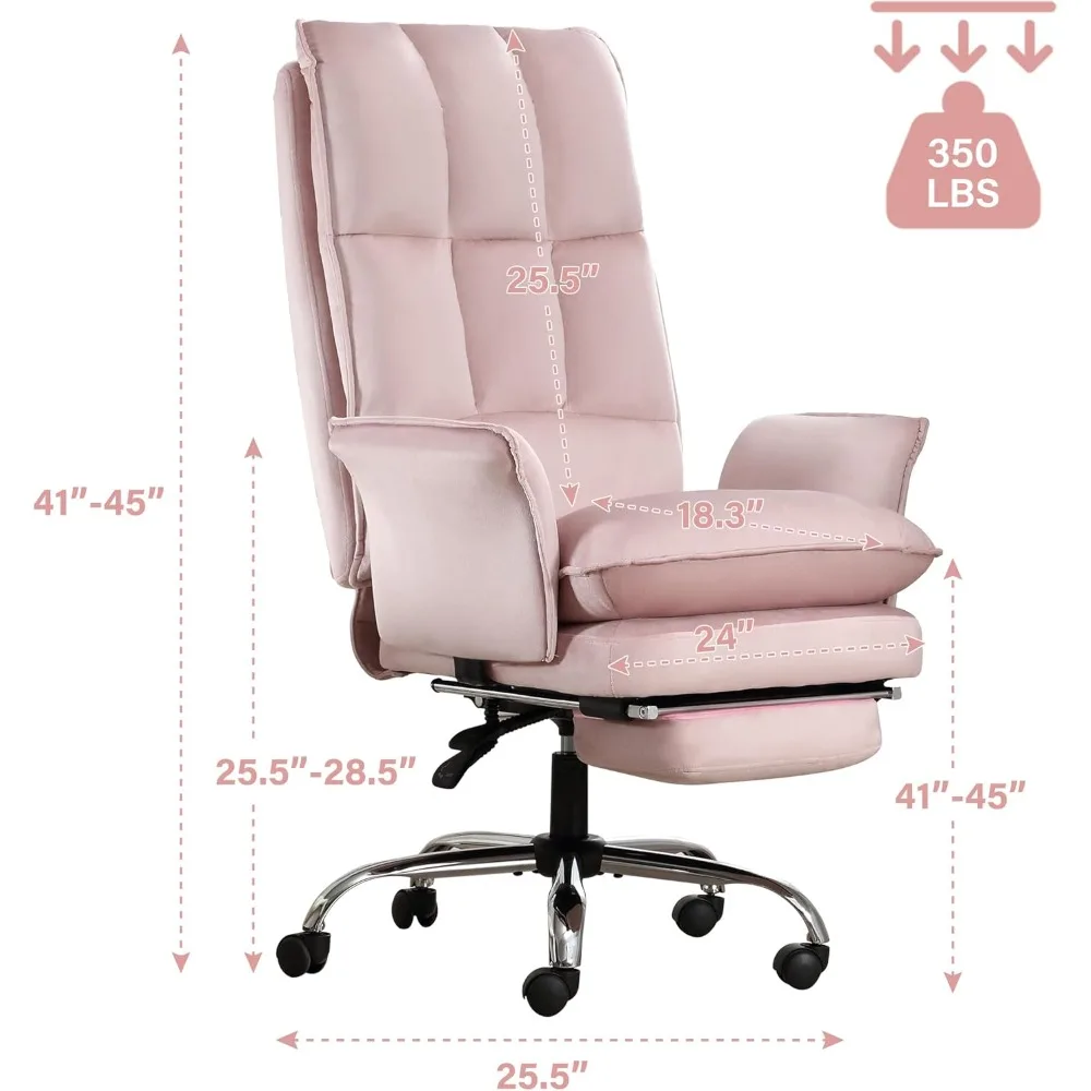 Office Chair, Modern Home Office Desk Chairs with Wheels and Extendable Footstool, Adjustable Backrest, Bedroom Computer Chair