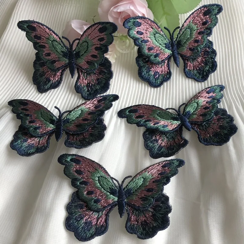 Colorful Butterfly Embroidered Patch with Double Layer Water Soluble EmbroideryMidnight Blue Butterfly Embroidered Patch