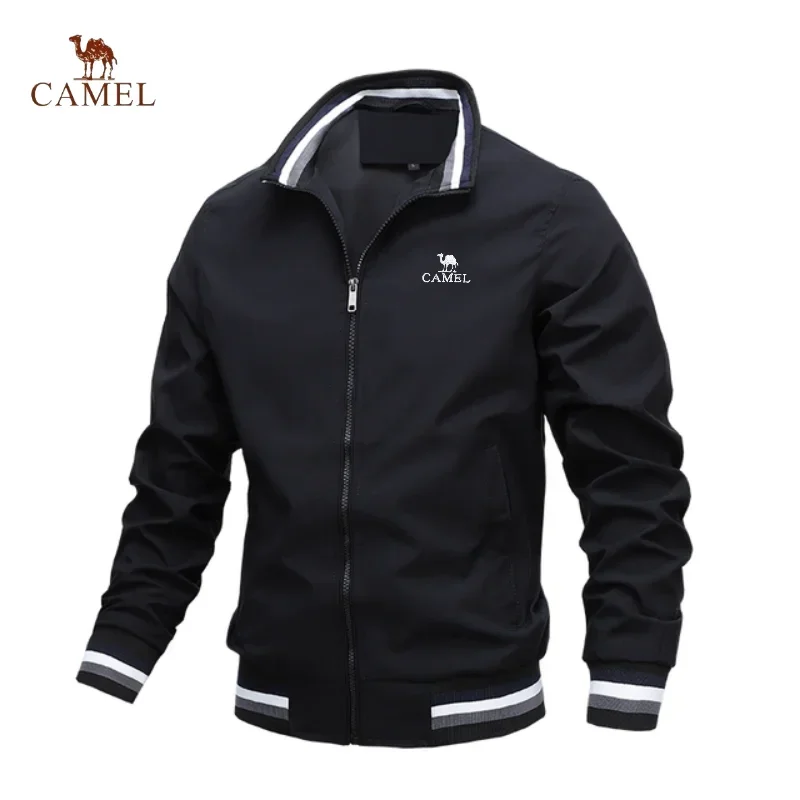 High End Embroidered CAMEL High-quality Men\'s Zippered Jacket, Spring and Autumn Fashionable Casual Outdoor Sports Jacket Top