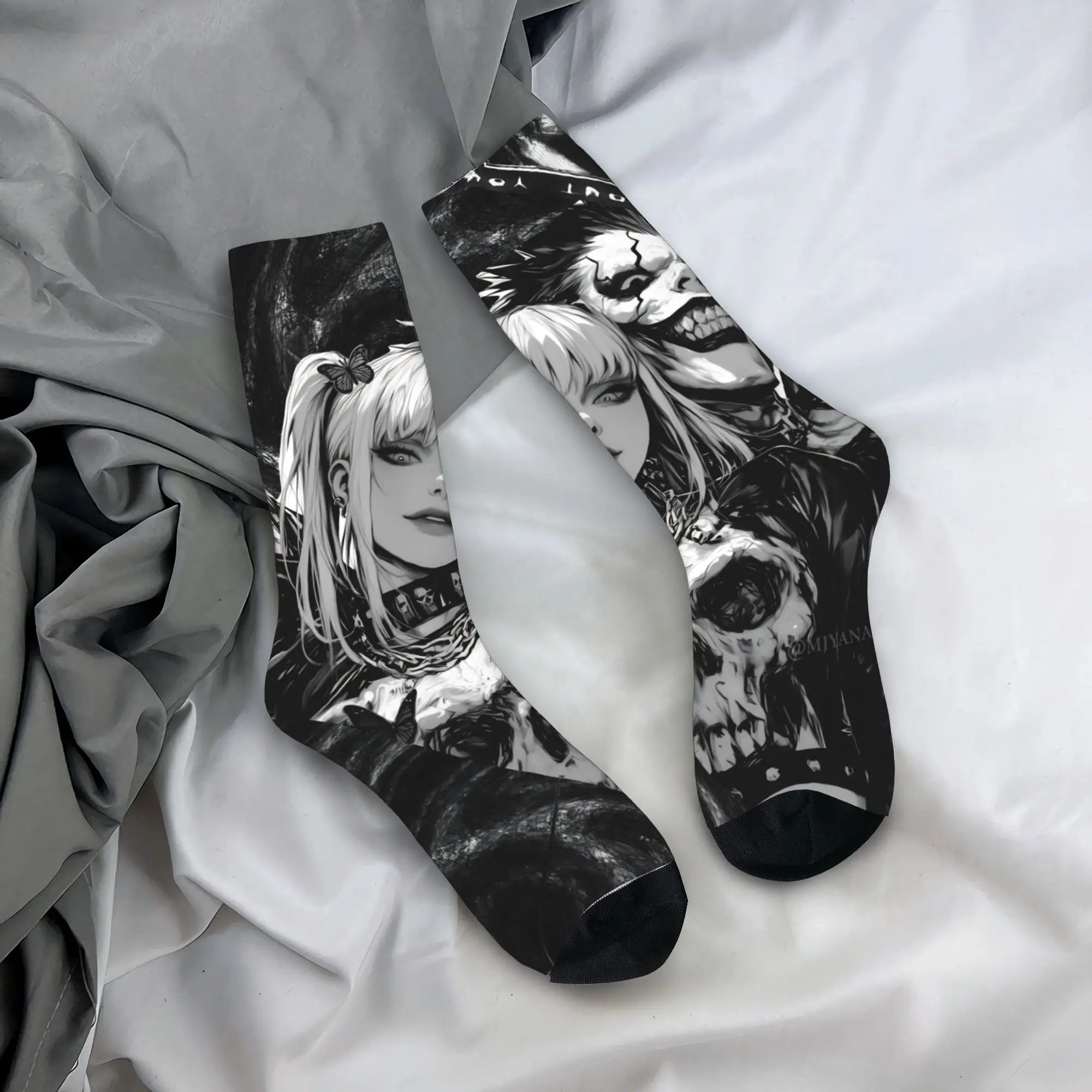 

Носки Death Not, чулки с графическим рисунком, противоскользящие женские и мужские носки, средние мягкие зимние повседневные носки для скалолазания