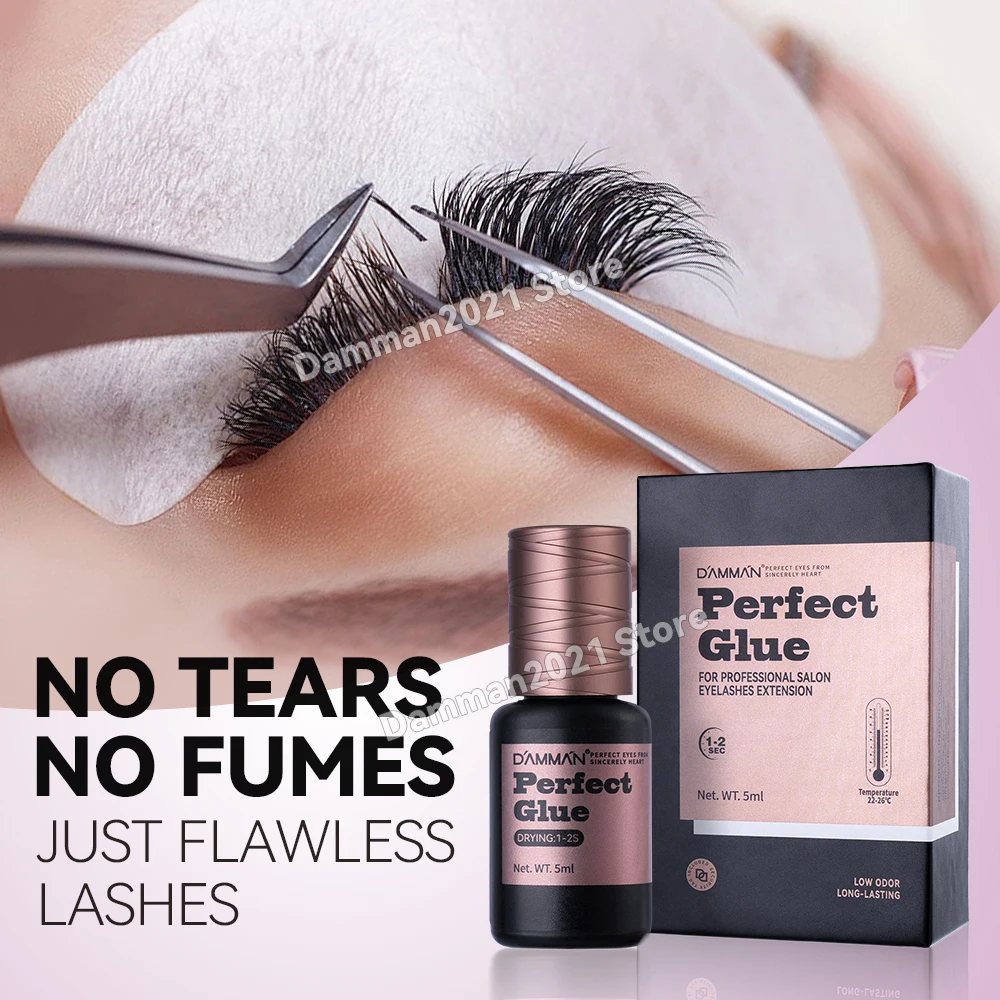 Damman Neuer 5 ml professioneller Kleber für Wimpernverlängerung, 1S, schnell trocknender Wimpernkleber, Wimpernkleber, Retentionszeit, 8–10 Wochen