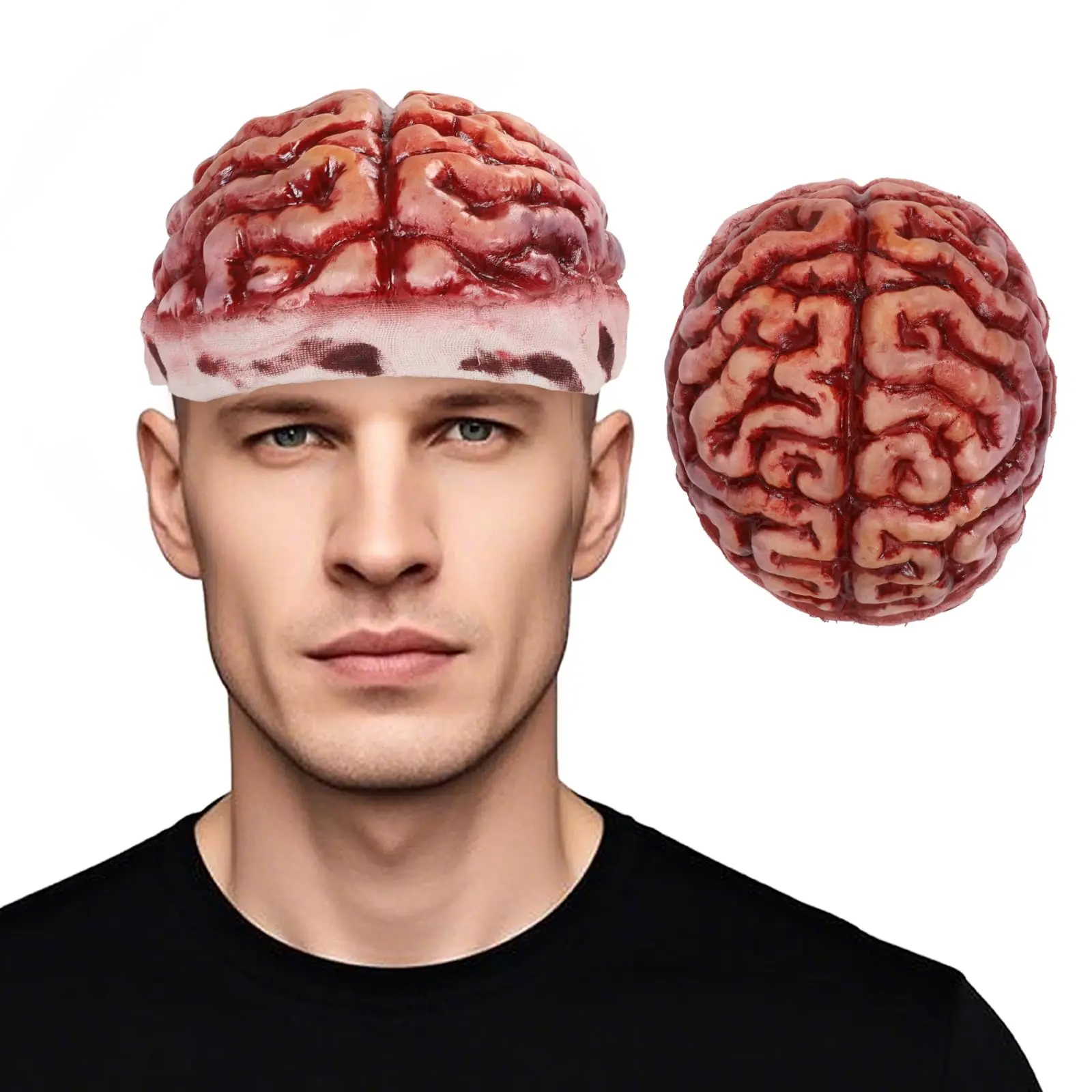 

Bloody Zombie Brain Cap Mask Horror Zombie Mask Scary Halloween Realistic Brain Hat for Creepy Cosplay Costume