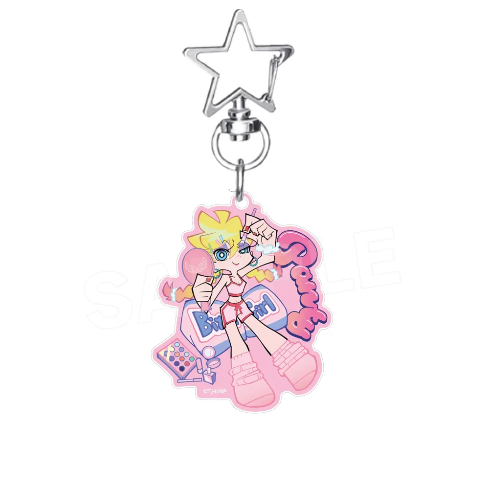 Anime Panty & Stocking with Garterbelt Shopping Circuit Kawaii Keychain Cute Keyring Backpack Decor Car Hanging Ornament Gift