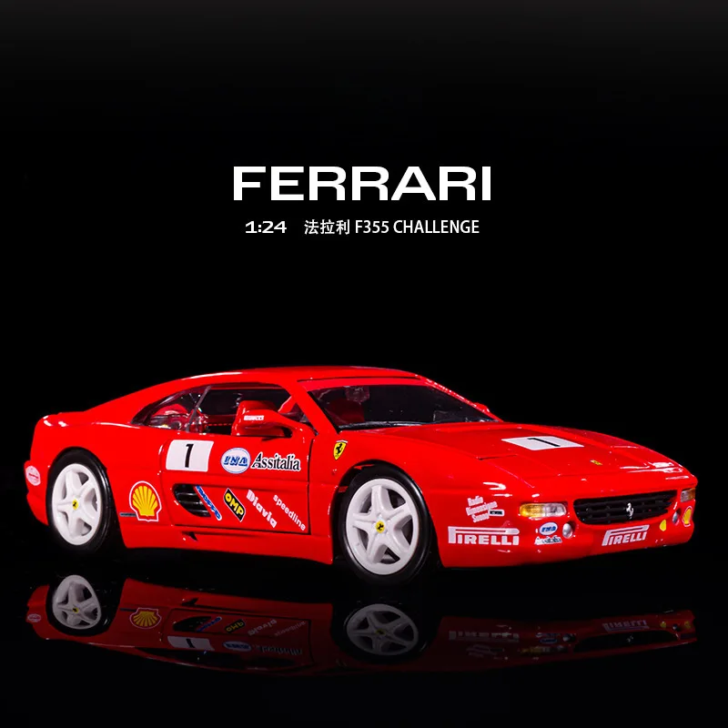 Burago-Voiture de rallye Ferrari 1:24, modèle de simulation en alliage, collection de jouets décoratifs pour enfants, cadeaux de vacances pour enfants