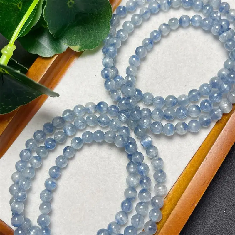 

5.5MM Natural Kyanite Triple Circle Bracelet Women Beautiful Energy Healing Fashion Gemstone Jewelry Gift 1PCS